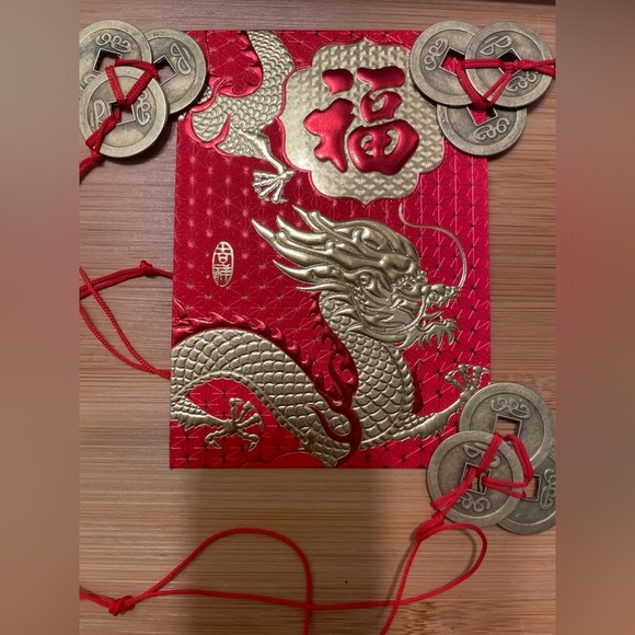 Red Lucky Money Envelope 3 Feng Shui Coin Set - Picture 11 of 12